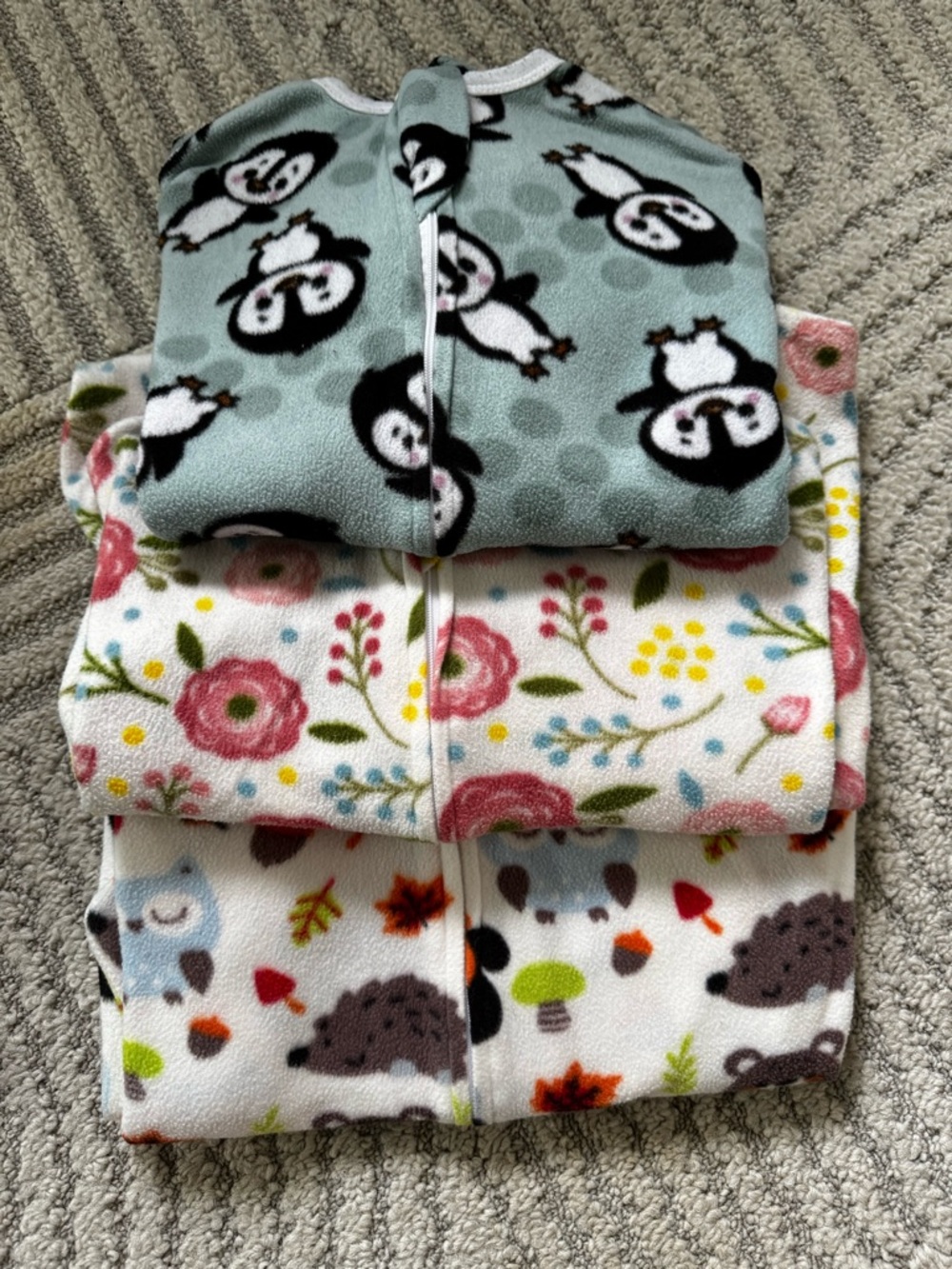 Sleeping Baby Zipadee-Zip Fleece Sleep Sacks - Penguin, Floral & Woodland Prints